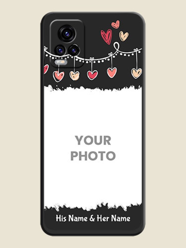Custom Pink Love Hangings with Name on Space Black Custom Soft Matte Phone Cases - Vivo V20 2021 - alternate view