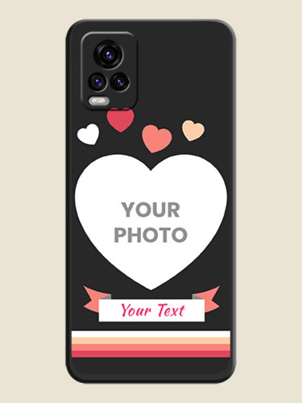 Custom Love Shaped Photo with Colorful Stripes on Personalised Space Black Soft Matte Cases - Vivo V20 2021 - alternate view