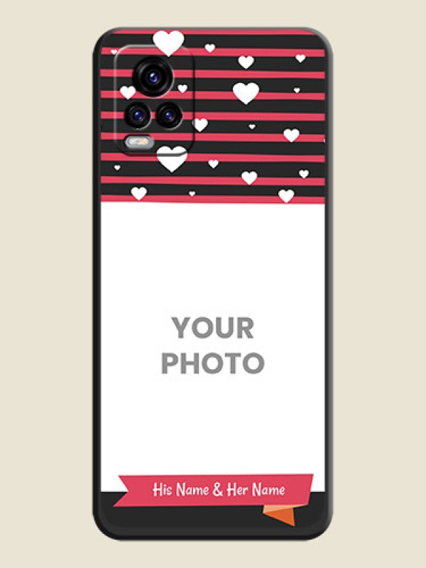 Custom White Color Love Symbols with Pink Lines Pattern on Space Black Custom Soft Matte Phone Cases - Vivo V20 2021 - alternate view