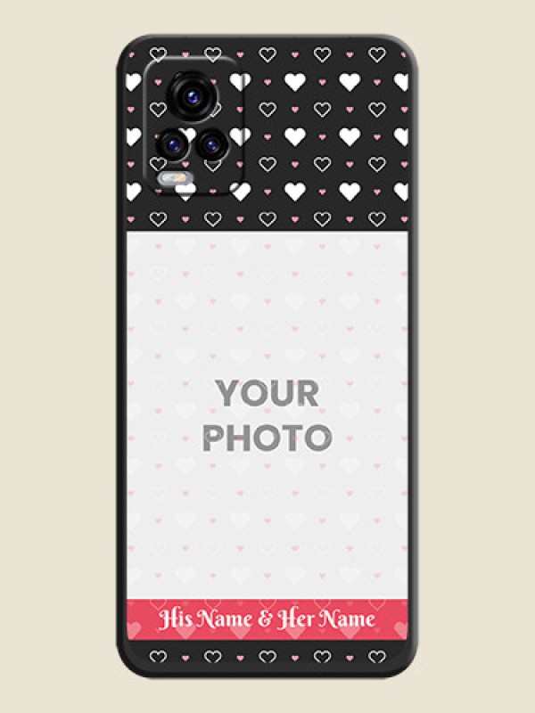 Custom White Color Love Symbols with Text Design on Photo on Space Black Soft Matte Phone Cover - Vivo V20 2021 - alternate view