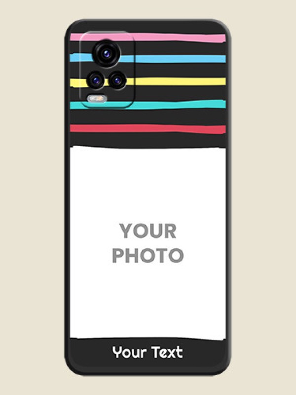 Custom Multicolor Lines with Image on Space Black Personalized Soft Matte Phone Covers - Vivo V20 2021 - alternate view