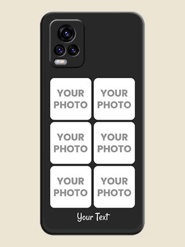 Custom Floral Art with 6 Image Holder on Photo on Space Black Soft Matte Mobile Case - Vivo V20 2021 - alternate view