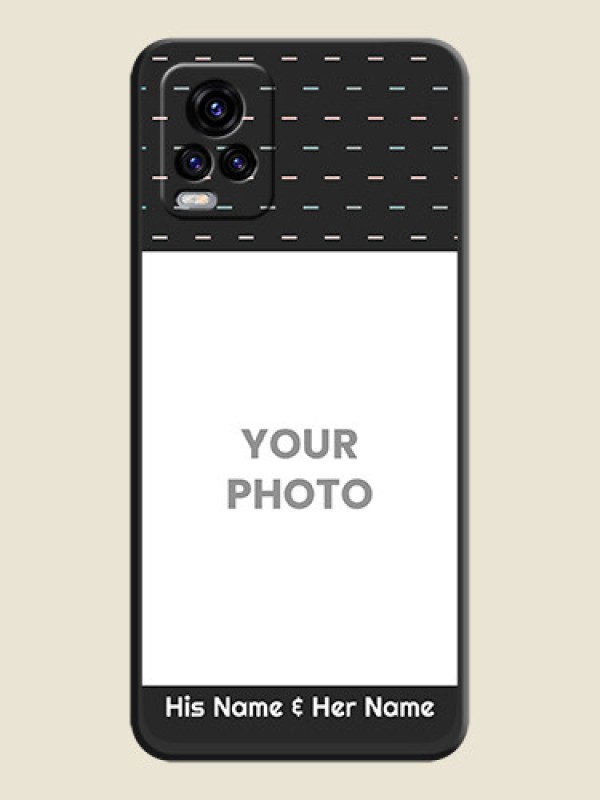 Custom Line Pattern Design with Text on Space Black Custom Soft Matte Phone Back Cover - Vivo V20 2021 - alternate view