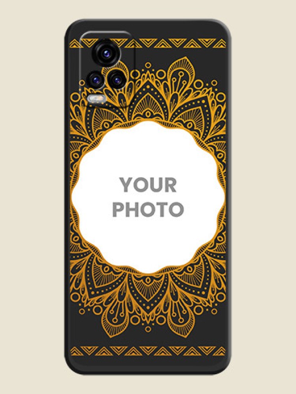 Custom Round Image with Floral Design on Photo on Space Black Soft Matte Mobile Cover - Vivo V20 2021 - alternate view