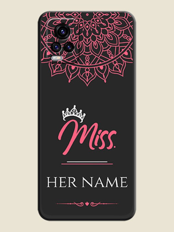 Custom Mrs Name with Floral Design on Space Black Personalized Soft Matte Phone Covers - Vivo V20 2021 - alternate view