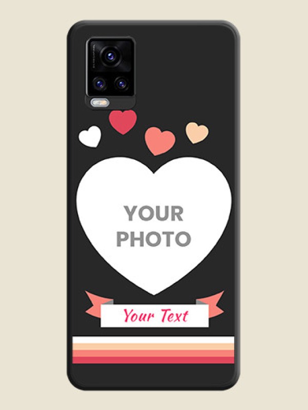 Custom Love Shaped Photo with Colorful Stripes on Personalised Space Black Soft Matte Cases - Vivo V20 Pro 5G - alternate view