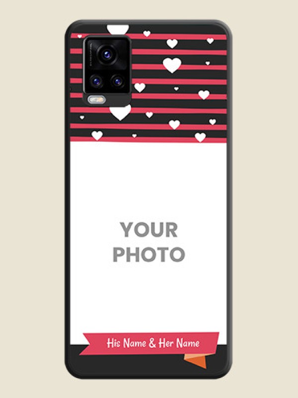 Custom White Color Love Symbols with Pink Lines Pattern on Space Black Custom Soft Matte Phone Cases - Vivo V20 Pro 5G - alternate view