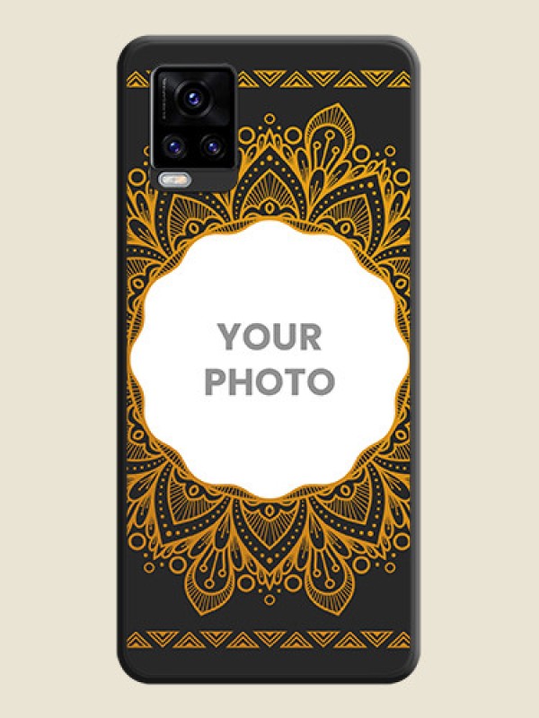 Custom Round Image with Floral Design on Photo on Space Black Soft Matte Mobile Cover - Vivo V20 Pro 5G - alternate view