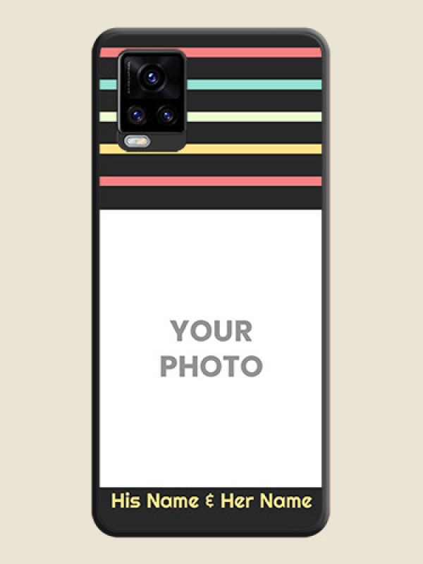 Custom Color Stripes with Photo and Text on Photo on Space Black Soft Matte Mobile Case - Vivo V20 Pro 5G - alternate view