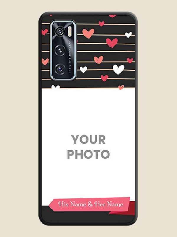 Custom Love Pattern with Name on Pink Ribbon on Photo on Space Black Soft Matte Back Cover - Vivo V20 SE - alternate view