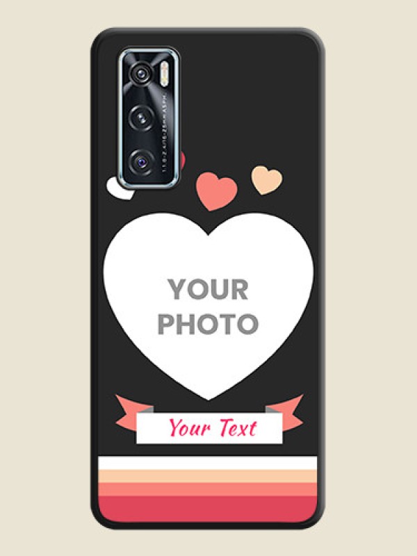 Custom Love Shaped Photo with Colorful Stripes on Personalised Space Black Soft Matte Cases - Vivo V20 SE - alternate view