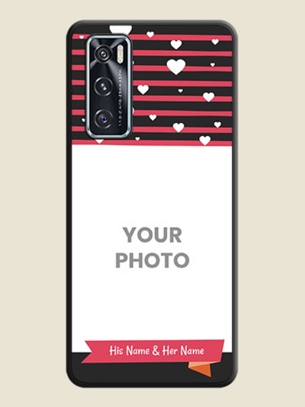 Custom White Color Love Symbols with Pink Lines Pattern on Space Black Custom Soft Matte Phone Cases - Vivo V20 SE - alternate view