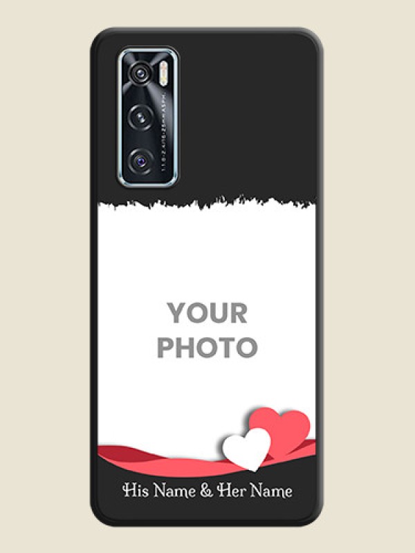 Custom Pin Color Love Shaped Ribbon Design with Text on Space Black Custom Soft Matte Phone Back Cover - Vivo V20 SE - alternate view