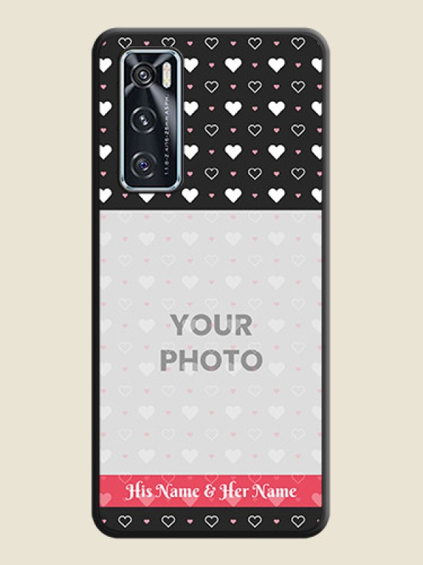 Custom White Color Love Symbols with Text Design on Photo on Space Black Soft Matte Phone Cover - Vivo V20 SE - alternate view