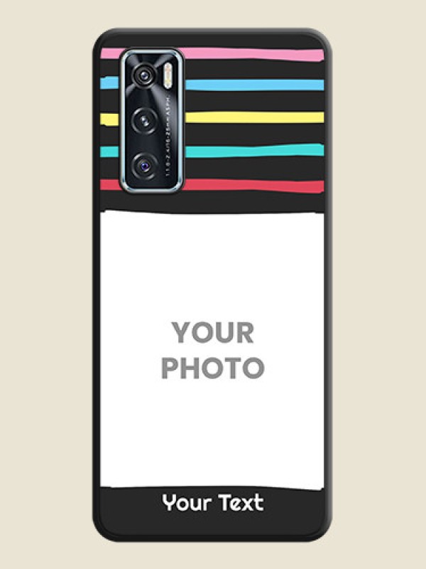 Custom Multicolor Lines with Image on Space Black Personalized Soft Matte Phone Covers - Vivo V20 SE - alternate view