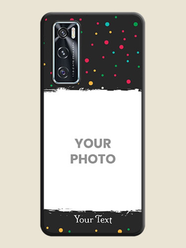 Custom Multicolor Dotted Pattern with Text on Space Black Custom Soft Matte Phone Back Cover - Vivo V20 SE - alternate view