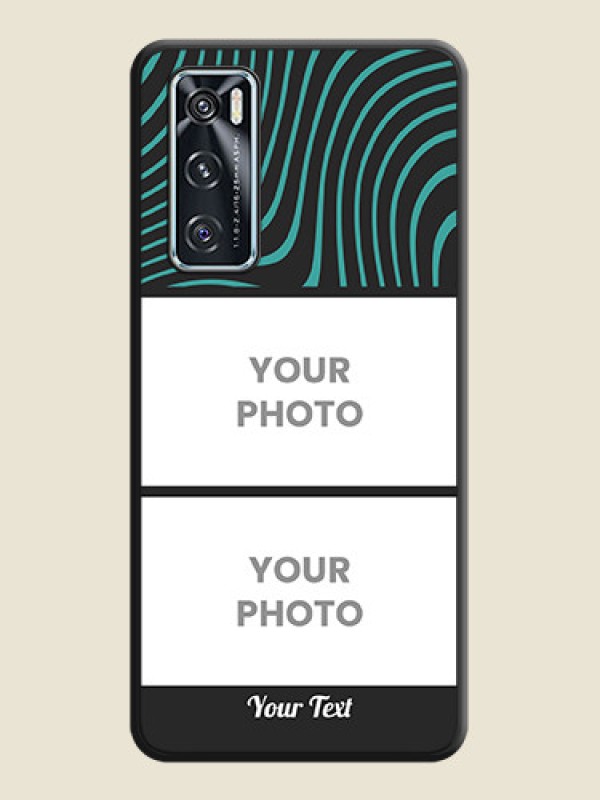 Custom Wave Pattern with 2 Image Holder on Space Black Personalized Soft Matte Phone Covers - Vivo V20 SE - alternate view