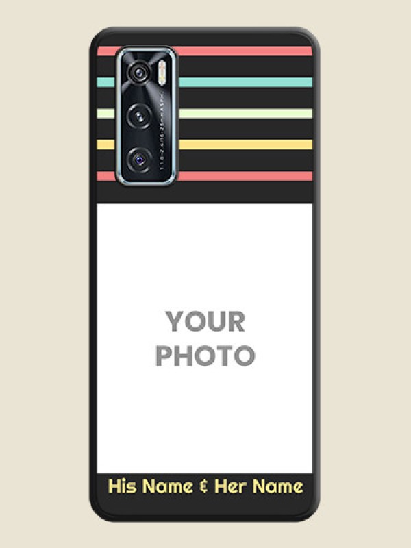 Custom Color Stripes with Photo and Text on Photo on Space Black Soft Matte Mobile Case - Vivo V20 SE - alternate view