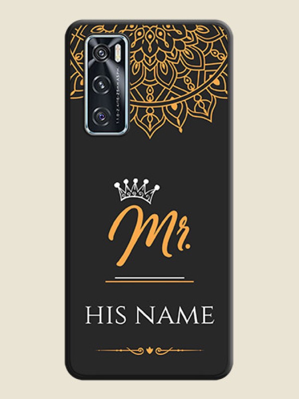 Custom Mr Name with Floral Design on Personalised Space Black Soft Matte Cases - Vivo V20 SE - alternate view