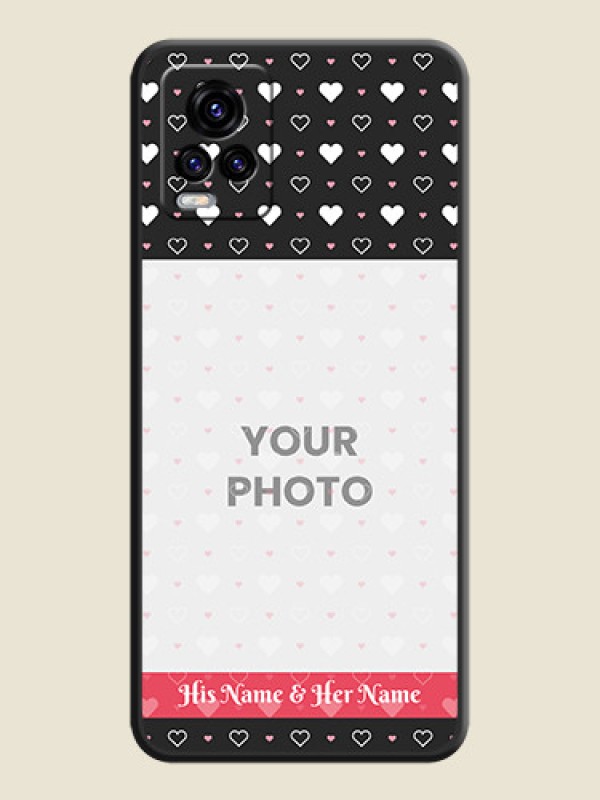 Custom White Color Love Symbols with Text Design on Photo on Space Black Soft Matte Phone Cover - Vivo V20 - alternate view
