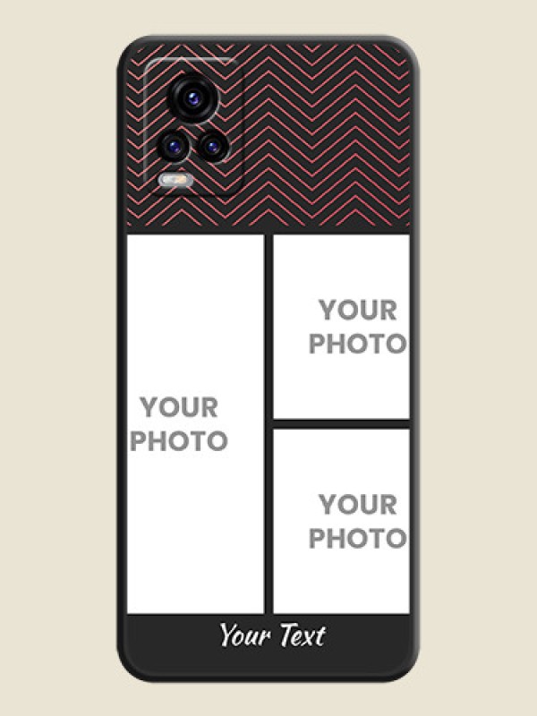 Custom Wave Pattern with 3 Image Holder on Space Black Custom Soft Matte Back Cover - Vivo V20 - alternate view