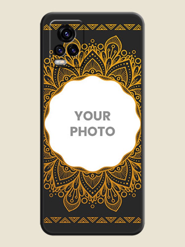 Custom Round Image with Floral Design on Photo on Space Black Soft Matte Mobile Cover - Vivo V20 - alternate view