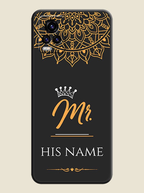 Custom Mr Name with Floral Design  on Personalised Space Black Soft Matte Cases - Vivo V20 - alternate view