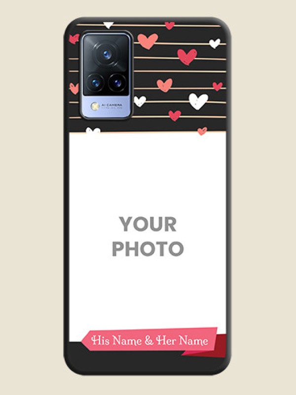 Custom Love Pattern with Name on Pink Ribbon  on Photo on Space Black Soft Matte Back Cover - Vivo V21 5G - alternate view