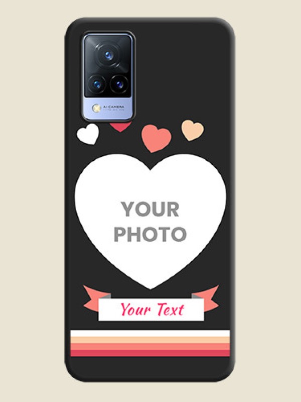 Custom Love Shaped Photo with Colorful Stripes on Personalised Space Black Soft Matte Cases - Vivo V21 5G - alternate view