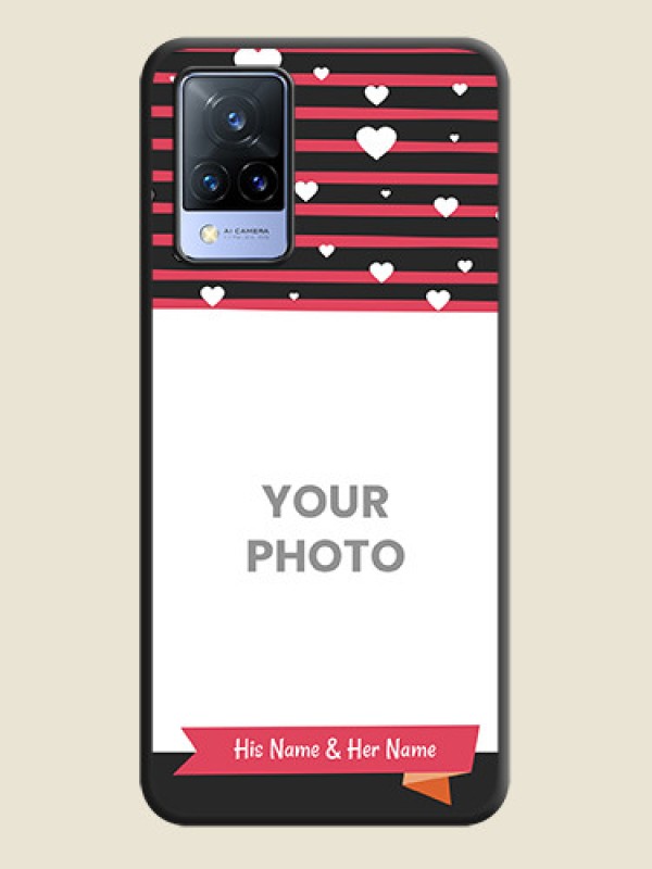 Custom White Color Love Symbols with Pink Lines Pattern on Space Black Custom Soft Matte Phone Cases - Vivo V21 5G - alternate view