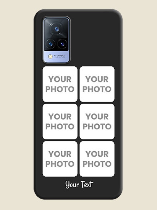 Custom Floral Art with 6 Image Holder on Photo on Space Black Soft Matte Mobile Case - Vivo V21 5G - alternate view