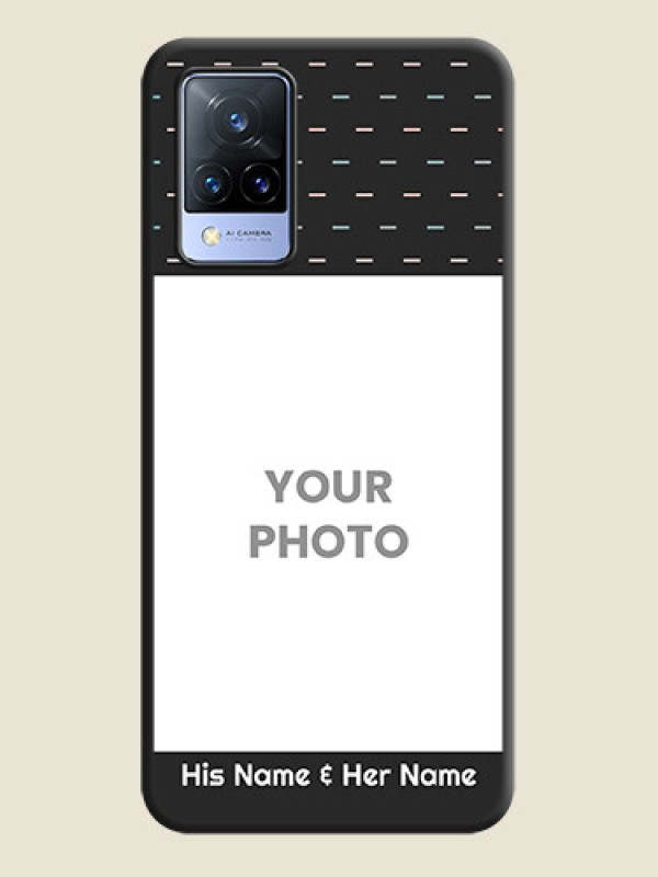 Custom Line Pattern Design with Text on Space Black Custom Soft Matte Phone Back Cover - Vivo V21 5G - alternate view