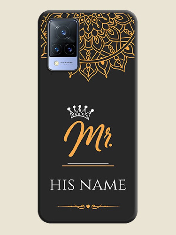 Custom Mr Name with Floral Design  on Personalised Space Black Soft Matte Cases - Vivo V21 5G - alternate view