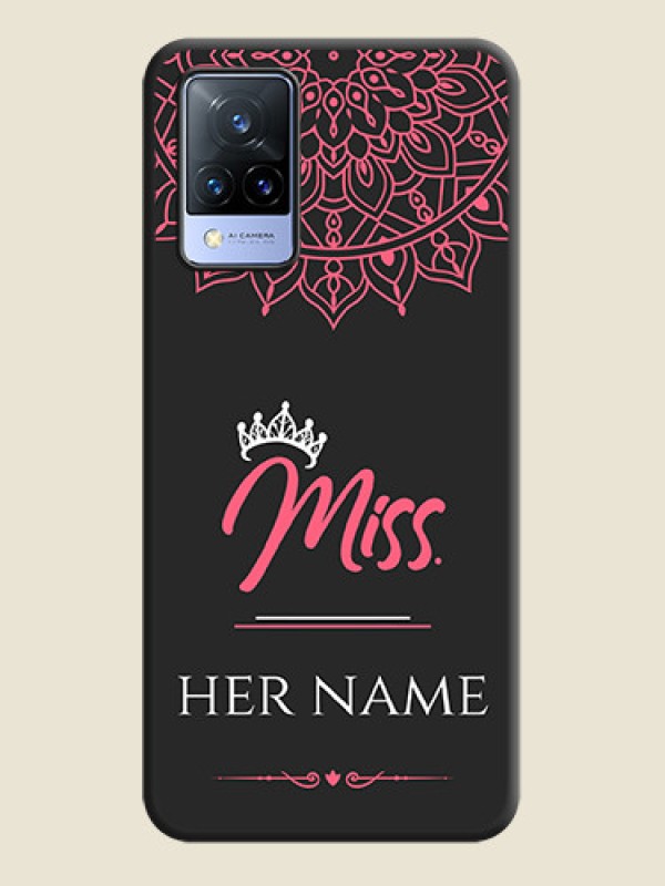 Custom Mrs Name with Floral Design on Space Black Personalized Soft Matte Phone Covers - Vivo V21 5G - alternate view
