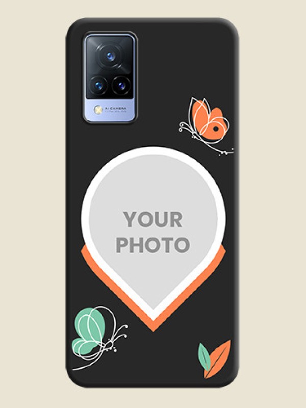 Custom Upload Pic With Simple Butterly Design On Space Black Personalized Soft Matte Phone Covers -Vivo V21 5G - alternate view