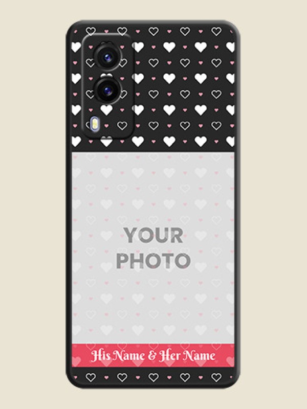 Custom White Color Love Symbols with Text Design on Photo on Space Black Soft Matte Phone Cover - Vivo V21E 5G - alternate view