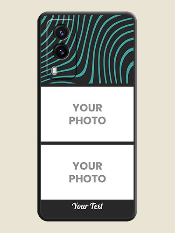 Custom Wave Pattern with 2 Image Holder on Space Black Personalized Soft Matte Phone Covers - Vivo V21E 5G - alternate view