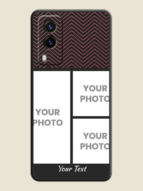 Custom Wave Pattern with 3 Image Holder on Space Black Custom Soft Matte Back Cover - Vivo V21E 5G - alternate view