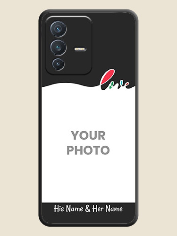Custom Fall in Love Pattern with Picture on Photo on Space Black Soft Matte Mobile Case - Vivo V23 5G - alternate view