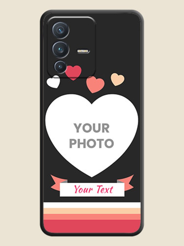 Custom Love Shaped Photo with Colorful Stripes on Personalised Space Black Soft Matte Cases - Vivo V23 5G - alternate view