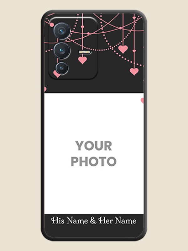 Custom Pink Love Hangings with Text on Space Black Custom Soft Matte Back Cover - Vivo V23 5G - alternate view