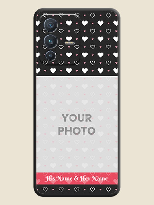 Custom White Color Love Symbols with Text Design on Photo on Space Black Soft Matte Phone Cover - Vivo V23 5G - alternate view