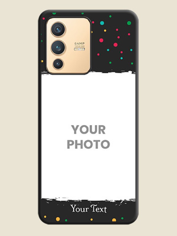 Custom Multicolor Dotted Pattern with Text on Space Black Custom Soft Matte Phone Back Cover - Vivo V23 5G - alternate view