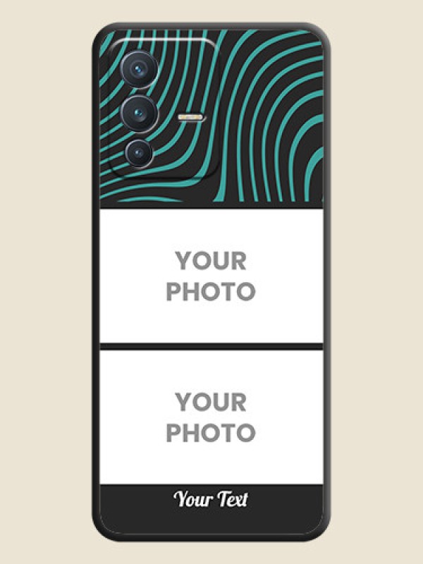 Custom Wave Pattern with 2 Image Holder on Space Black Personalized Soft Matte Phone Covers - Vivo V23 5G - alternate view