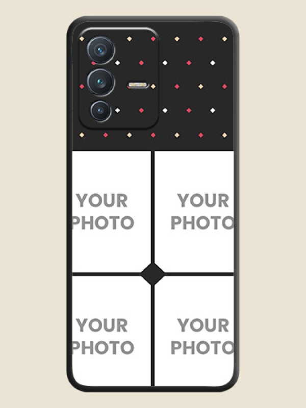 Custom Multicolor Dotted Pattern with 4 Image Holder on Space Black Custom Soft Matte Phone Cases - Vivo V23 5G - alternate view