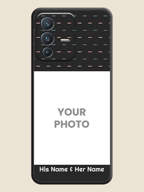 Custom Line Pattern Design with Text on Space Black Custom Soft Matte Phone Back Cover - Vivo V23 5G - alternate view