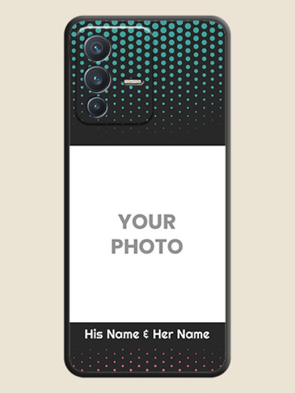 Custom Faded Dots with Grunge Photo Frame and Text on Space Black Custom Soft Matte Phone Cases - Vivo V23 5G - alternate view