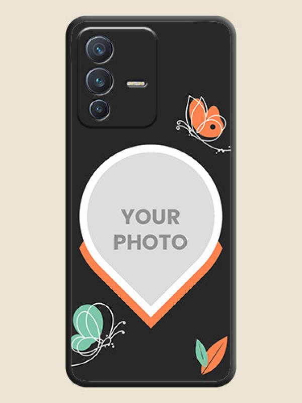 Custom Upload Pic With Simple Butterly Design On Space Black Personalized Soft Matte Phone Covers -Vivo V23 5G - alternate view