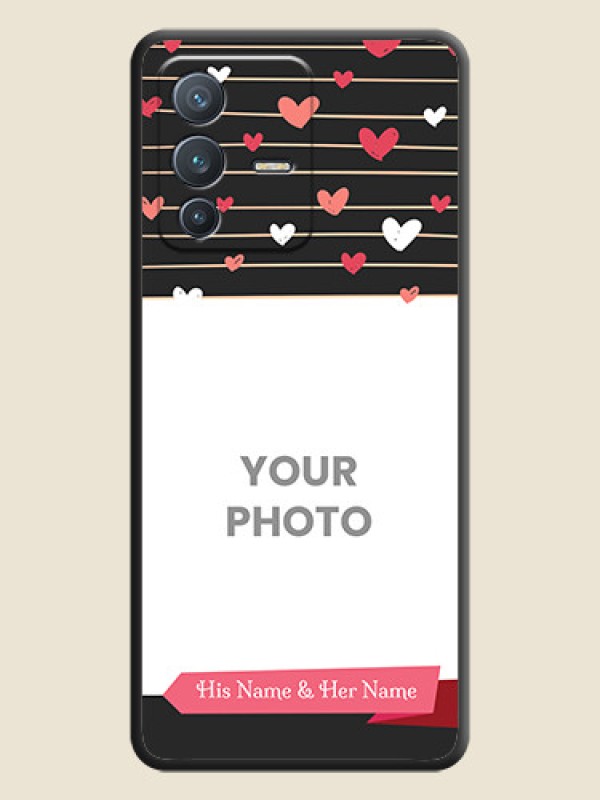 Custom Love Pattern with Name on Pink Ribbon on Photo on Space Black Soft Matte Back Cover - Vivo V23 Pro 5G - alternate view