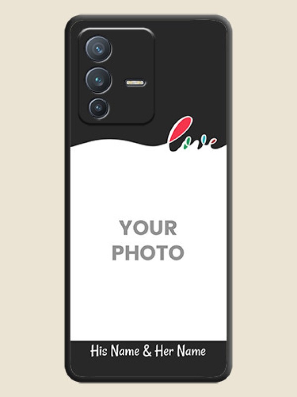 Custom Fall in Love Pattern with Picture on Photo on Space Black Soft Matte Mobile Case - Vivo V23 Pro 5G - alternate view